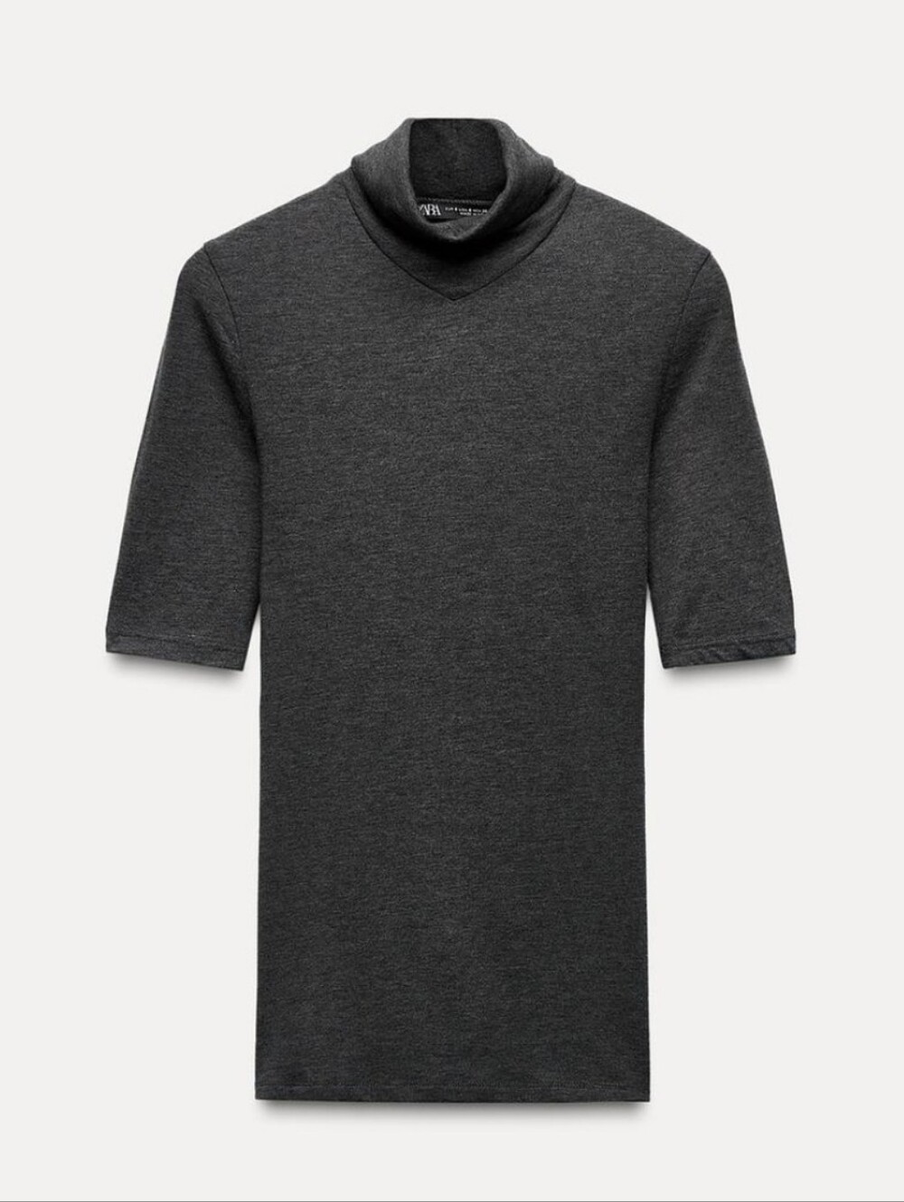 Zara Turtleneck T-shirt Top Charcoal Grey
